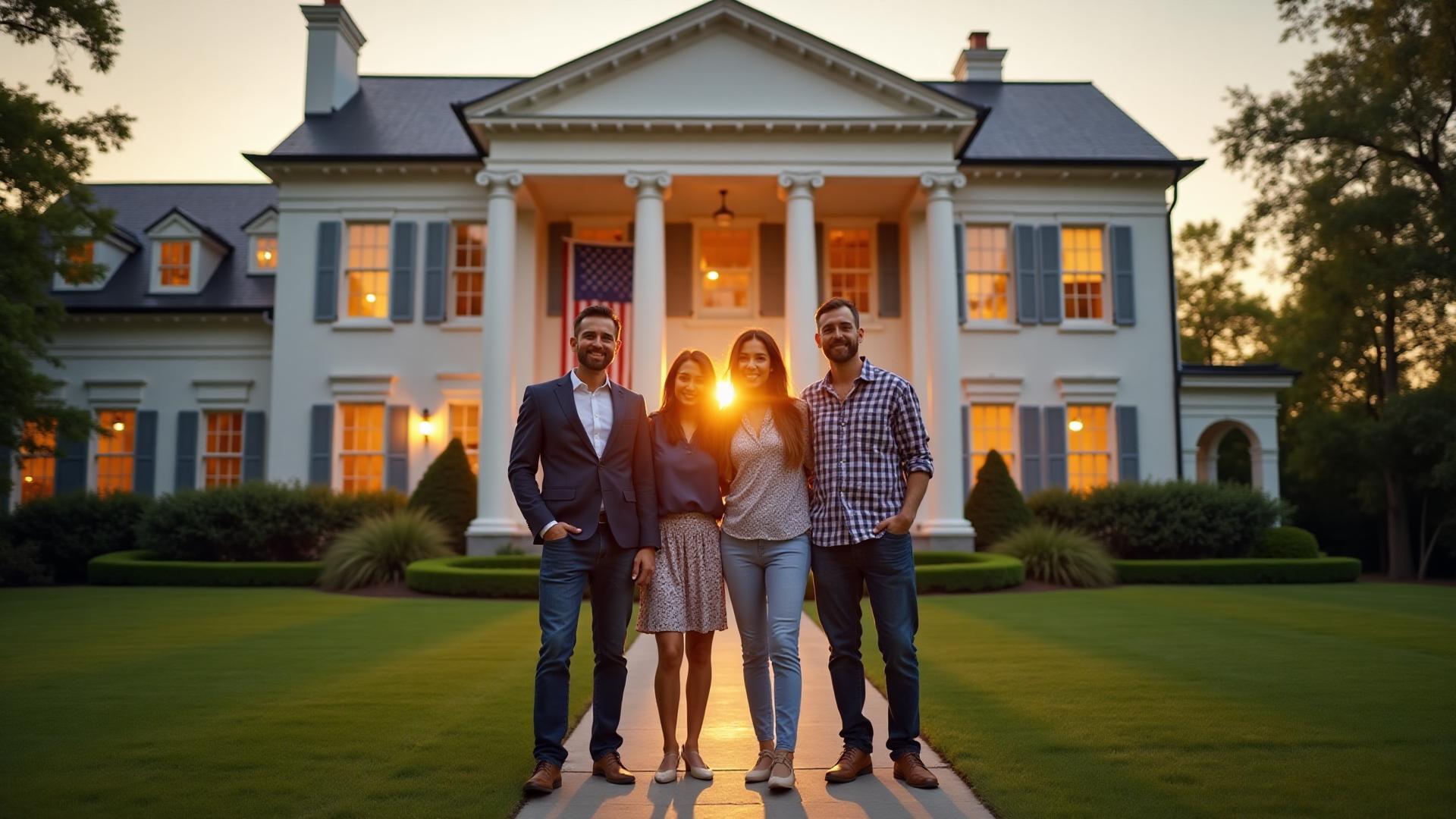 Family with their luxury home financed by jumbo loan
